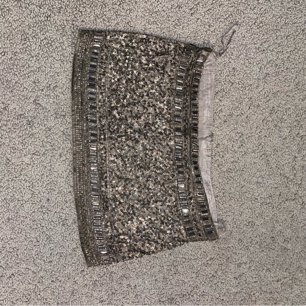 All Saints Black Sequin Embellished Mini Skirt